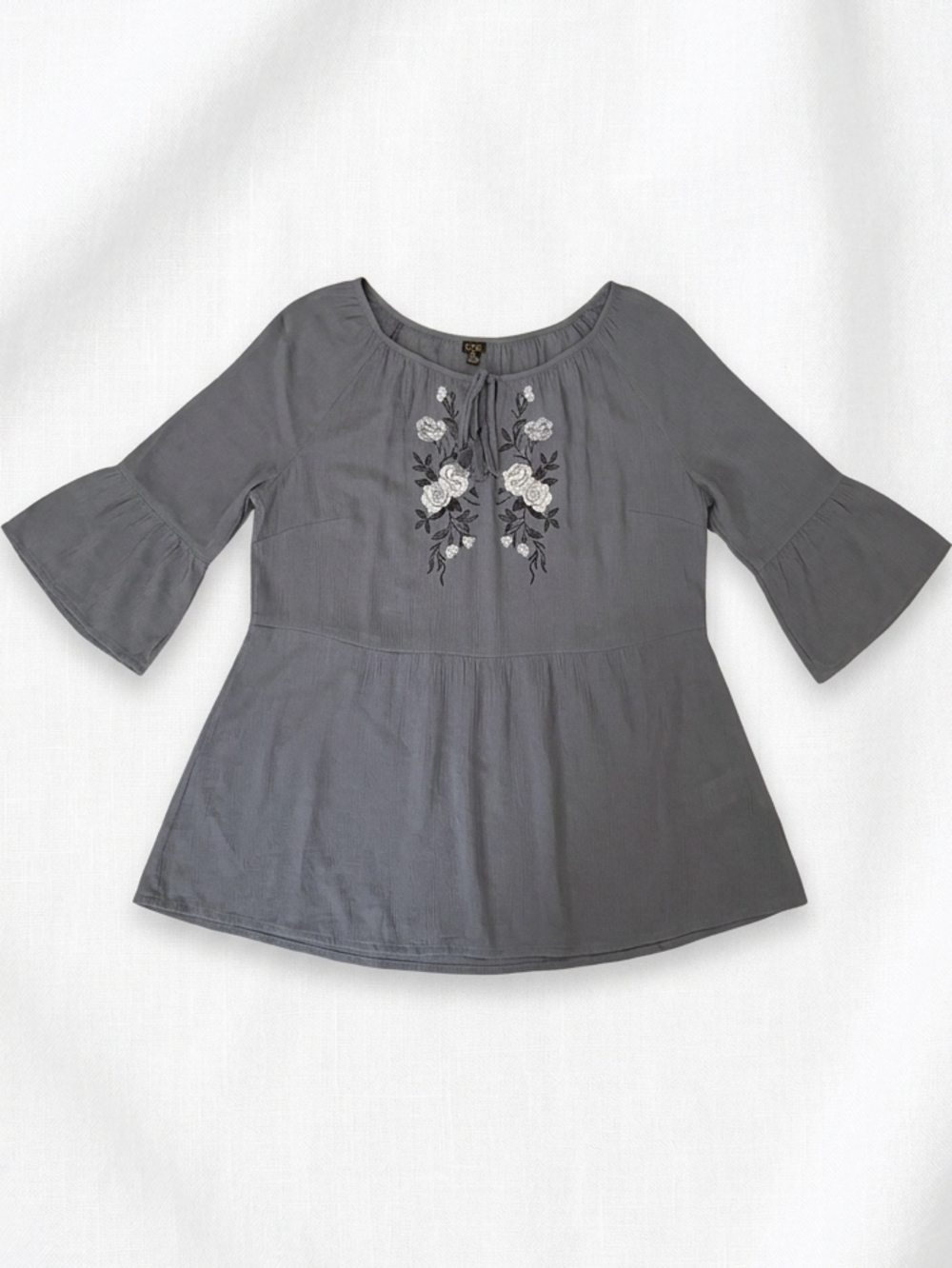 Lee Navy Textured Scoop-Neck Top